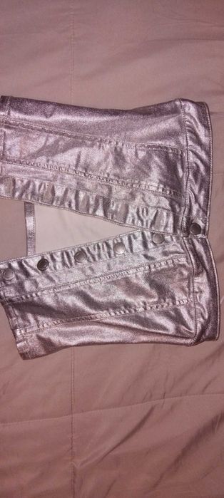 Top sem alças prateado novo