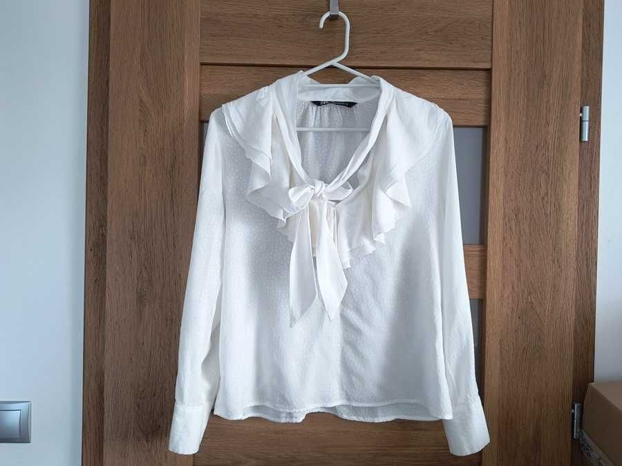 Zara * elegancka biała bluzka koszula z długim rękawem * XS S M