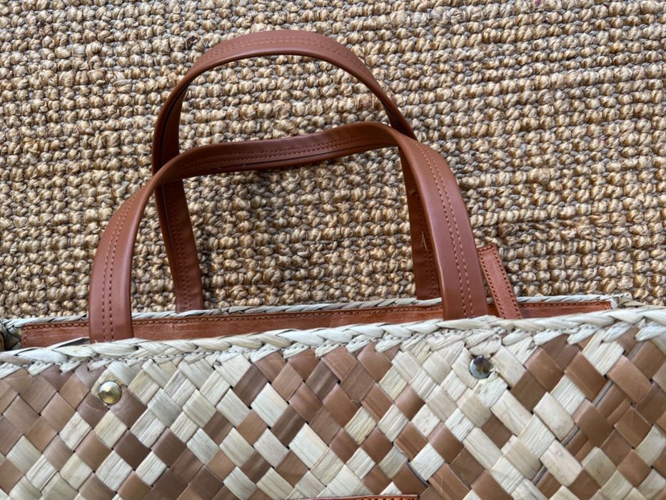 Boho Swing shopper kosz koszyk torebka maxi shopper cynamonowa pepitka