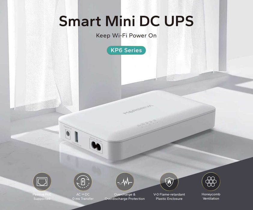 Новый источник 2 А бесперебойник питания (ИБП) Mini UPS Marsriva KP6 Max 20000 мАч