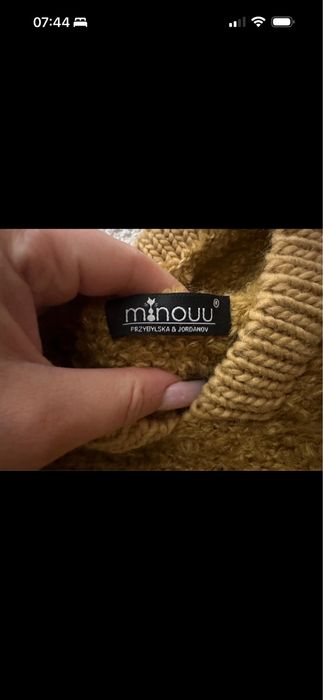 bluza sweter z kapturem musztardowy minouu musztardowa