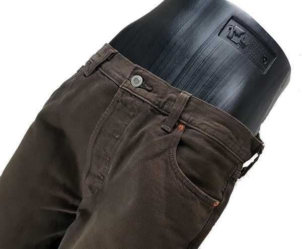 Brązowe męskie jeansy Levi's 501 oryg. skrócone nogawki Levis -W34/L30
