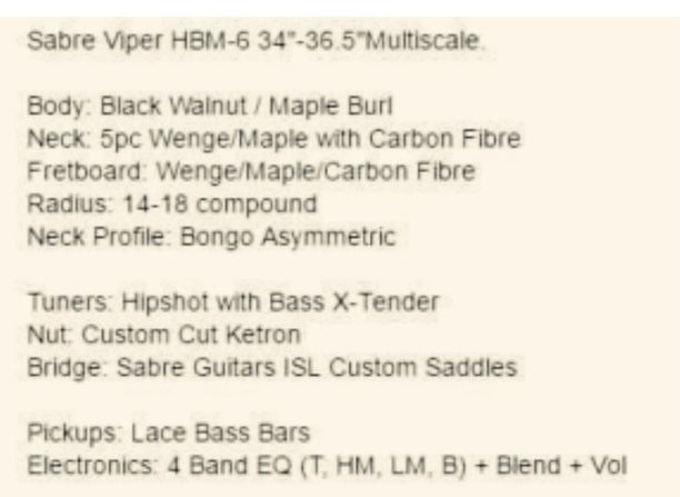 Sabre Viper 6 custom bas