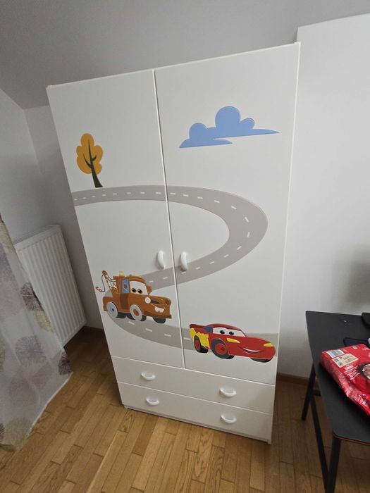 Zestaw mebli dziecięcych MEBLIK Top Cars (Auta) - Szafa, Regał, Komoda. Stan BDB!