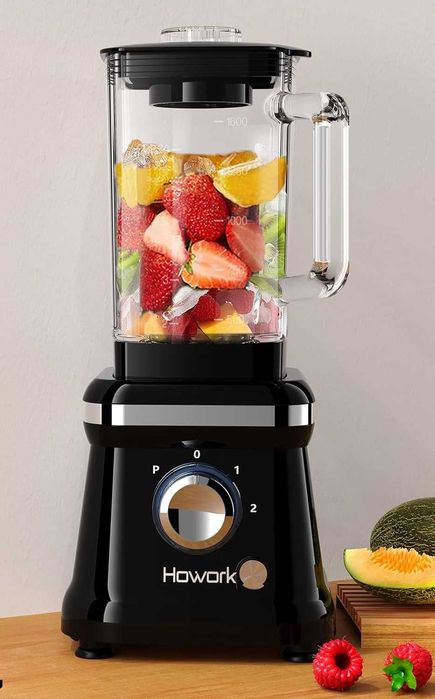 Howork Blender kielichowy 1200W szklany dzbanek 1,6L 2 prędkości mikse