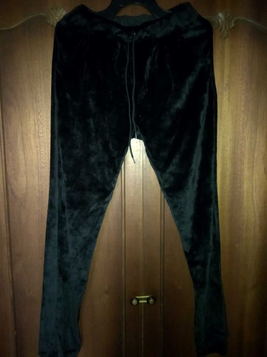 Спортивный костюм женский велюровый бархатный чёрный р. 46