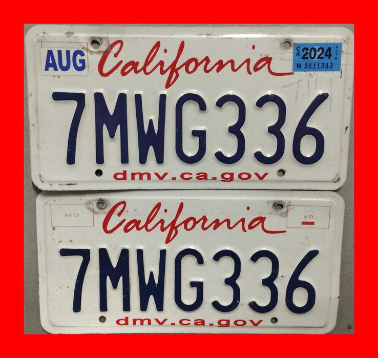 PARA Tablic rejestracyjnych KALIFORNIA CALIFORNIA USA 2 SZT oryginał !