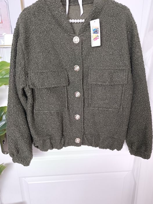 Nowa kurtka bomberka baranek oliwkowa khaki złote hit jesień S M L