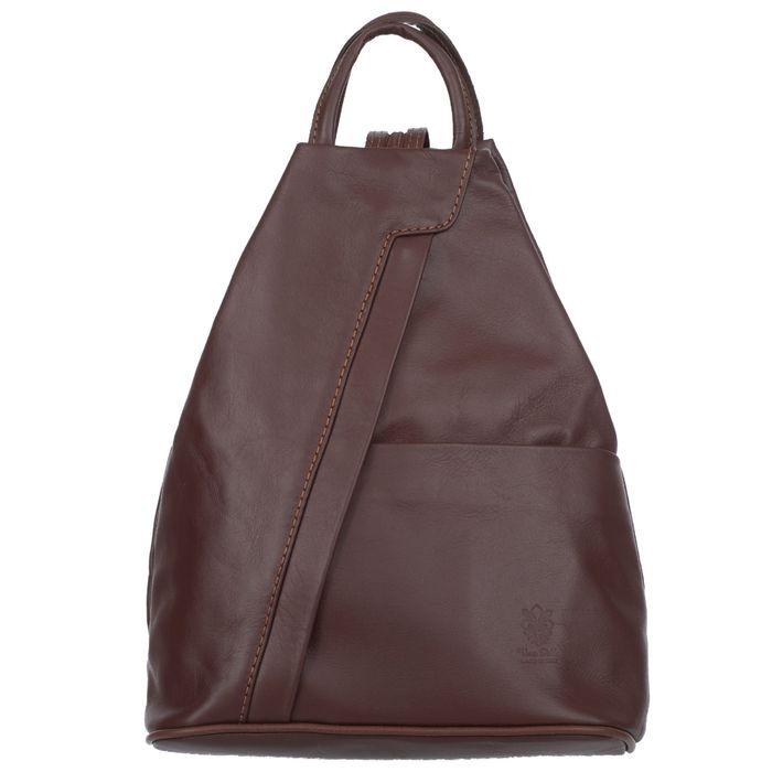 VERA PELLE plecak skórzany licowy elegancki trójkątny V520 brązowy