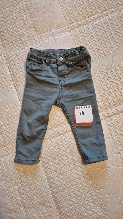 H&M spodnie jeansy dżinsy zielone chinosy dla chłopca 74