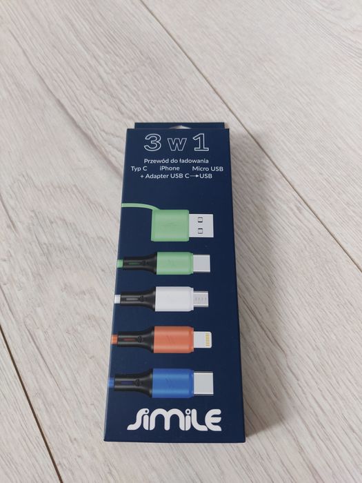 Przewód do ładowania 3w1 iPhone, typ c, micro usb