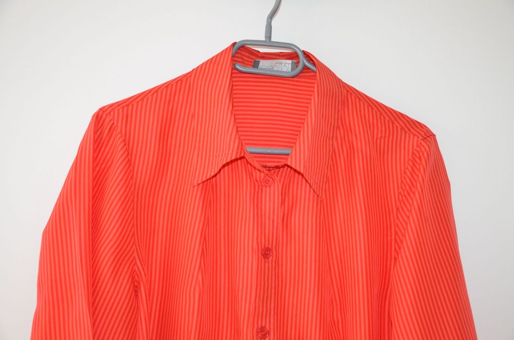 piękna koszula 100% Silk jedwab 42/44 czerwono-pomarańczowa