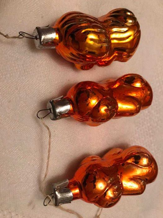 Собачки 3 шт. новогодние игрушки СССР украшения на елку стекло