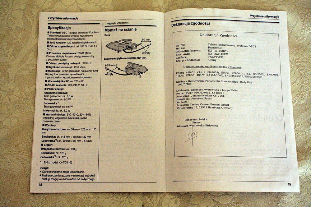 Telefon stacjonarny przenośny Panasonic KX-TGA 110 EX