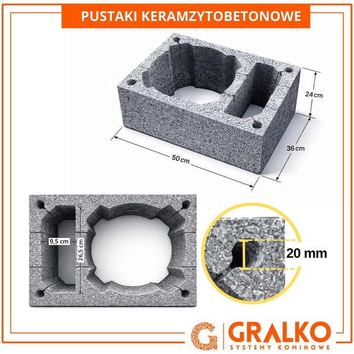 Komin 6m systemowy do pieca / kominka fi200 KW GRALKO izolowany, system kominowy ceramiczny pellet