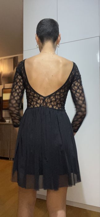 Sukienka midi czarna koronka S