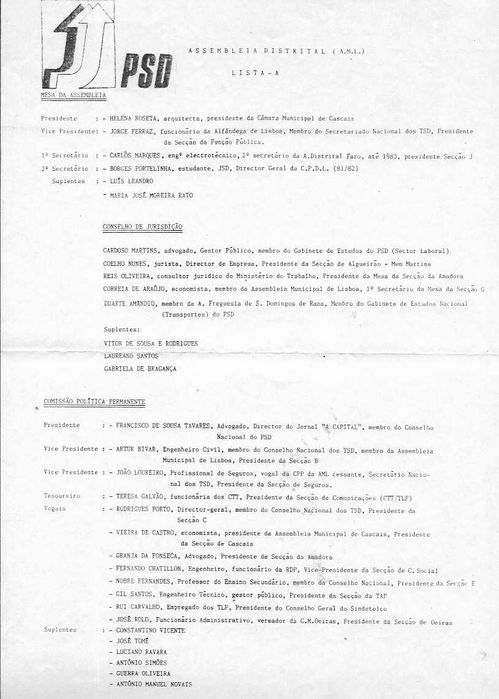 Poltica - PSD - programa da Lista B - eleições distrital Lisboa