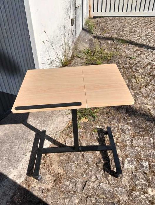 Adjustable Rolling Side Table – Wood and Metal64751793941121123