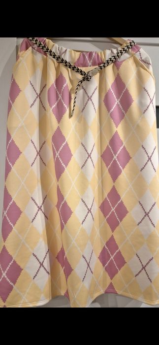 Made In Italy Spódnica Romby Żółta Kieszenie 95%viskoza 5%elastyn