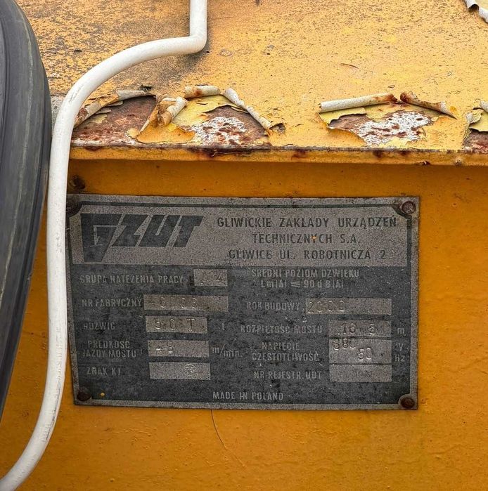 Suwnica GZUT S.A. o udźwigu 5 ton - rozpiętość mostu 16,5 m