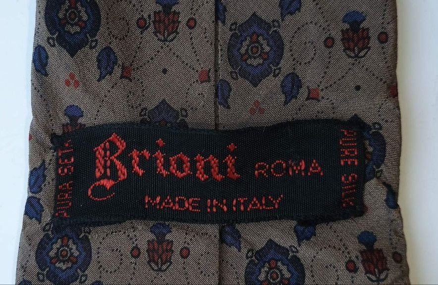 Галстук Brioni Бежево-синий геометрический галстук из шелка 58"Италия