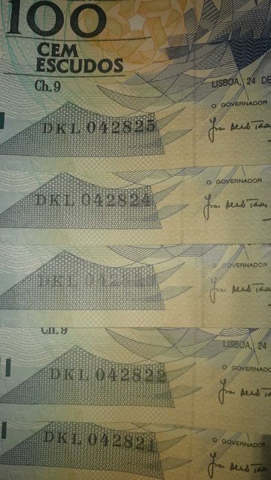 7 notas de 100 escudos muito bom estado de conservação