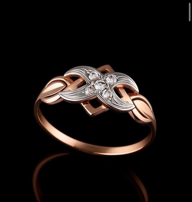 Золота каблучка 585ʼʼ з фіанітами