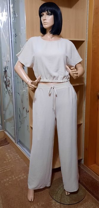 Костюм Shein жатка р. L 40-42 топ блуза брюки палаццо