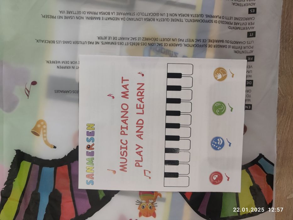 Дитячий килим, килимове піаніно музична іграшка