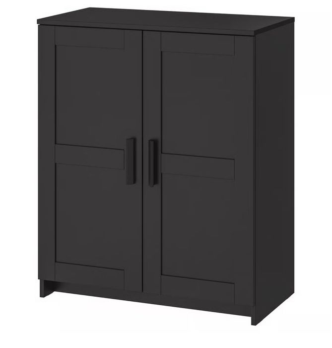 BRIMNES Armário c/portas, preto, 78x95 cm
