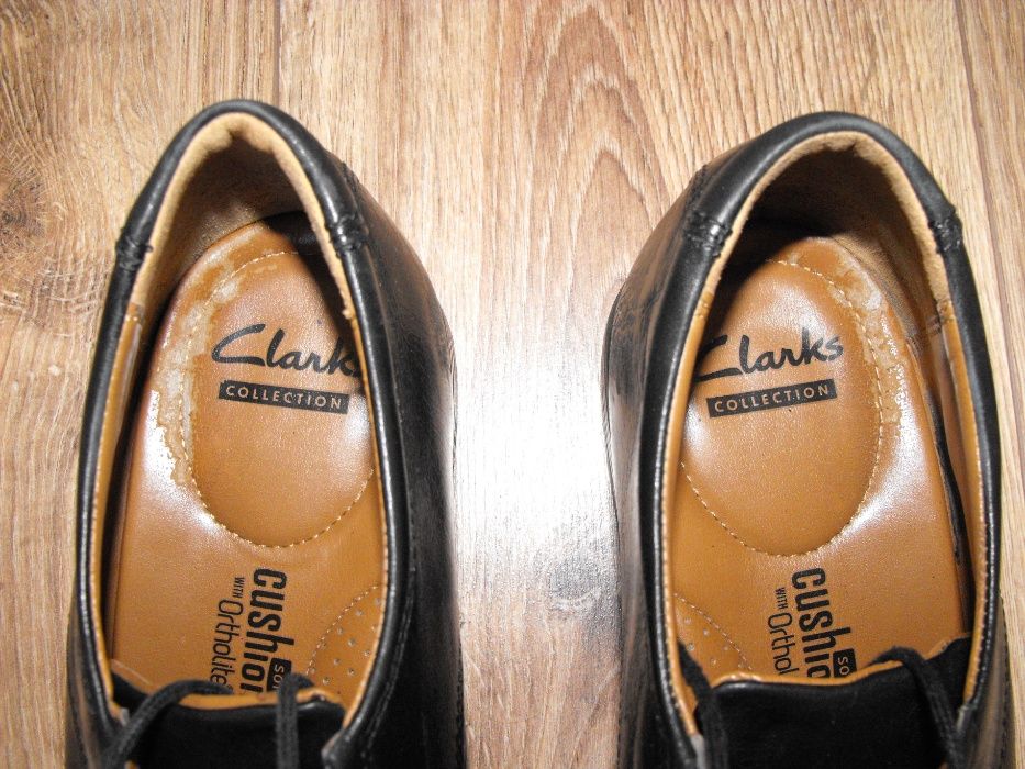 Buty CLARKS 42/43 27.5cm Skóra* półbuty czarne skórzane pantofle