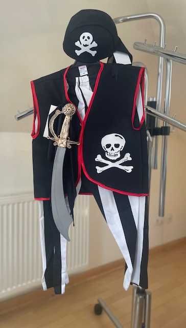 Strój Pirat + czapka pirata + szabla 10 Lat/ 140 NOWY