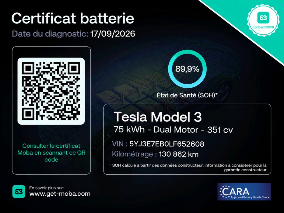 Tesla Model 3 Long Range 130.862 km