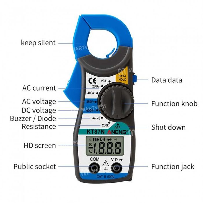 Alicate Amperímetro Digital ANENG KT87N True RMS