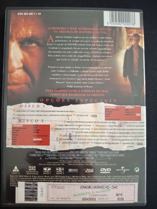 DVD Dragão Vermelho.