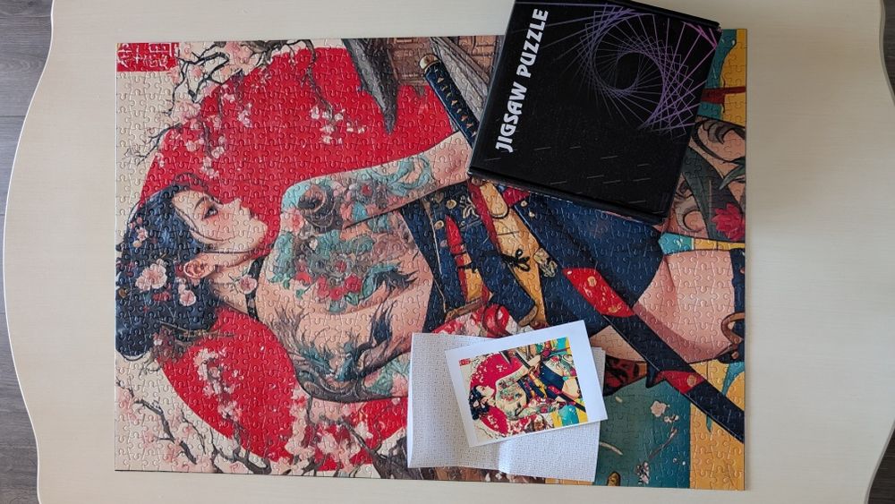 Японские большие Пазлы 1000 штук девушка японка самурай Japan puzzle