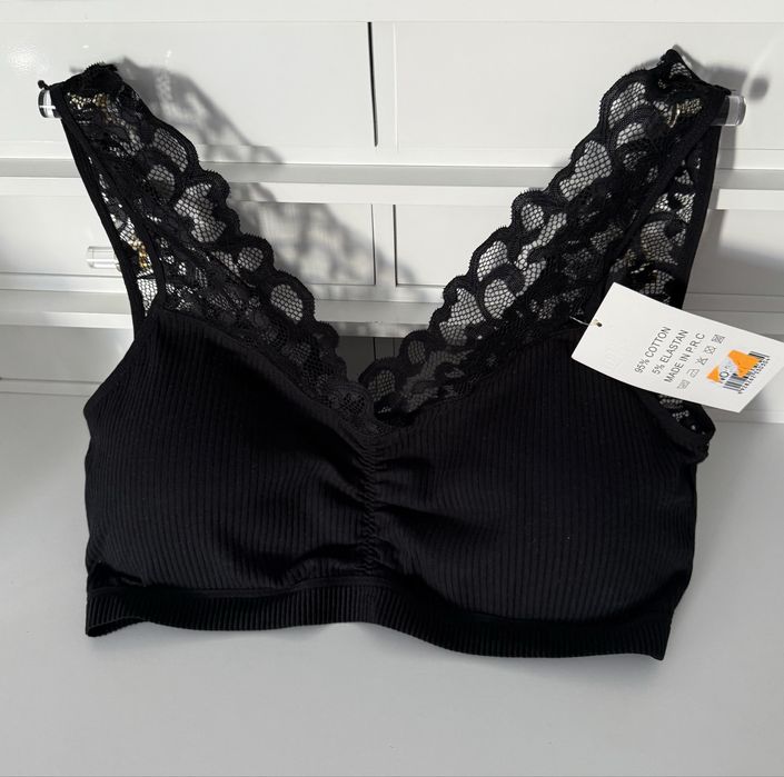 Stanik biustonosz czerny koronka L XL nowy
