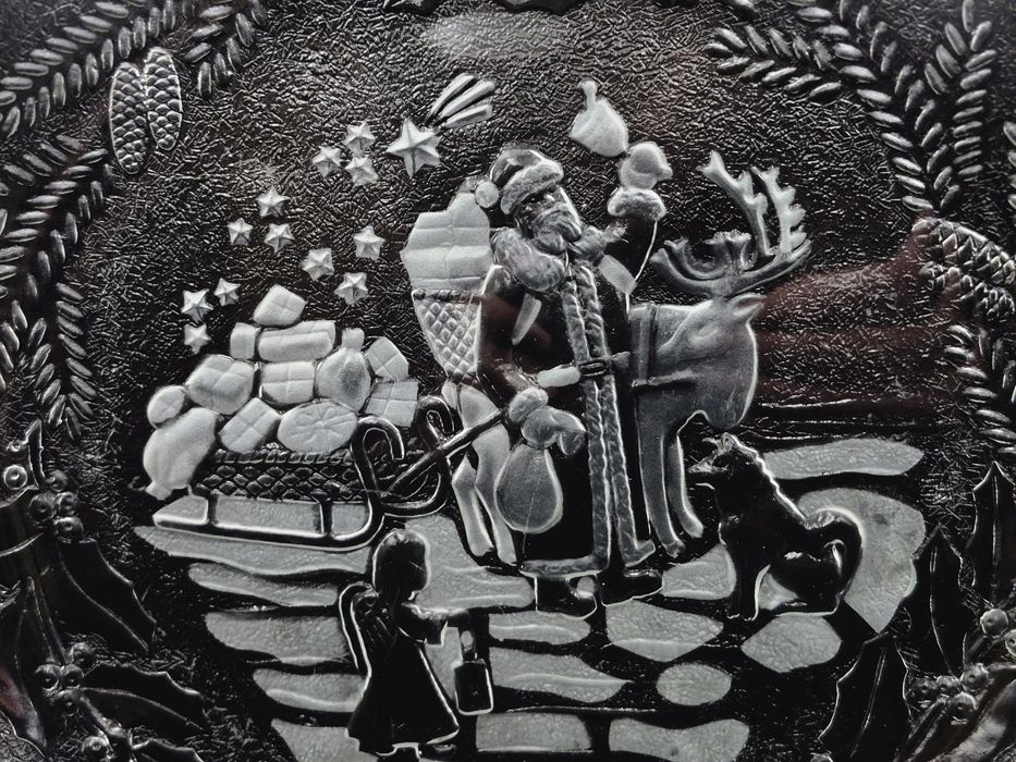 Świąteczna szklana patera HSG Ząbkowice PRL