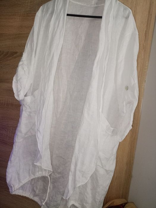Lniana narzutka z kieszeniami L xl
