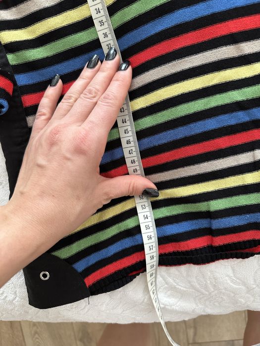 Carlo Colucci oryginakny sweter w paski kolnierzyk kolorowy wiskoza