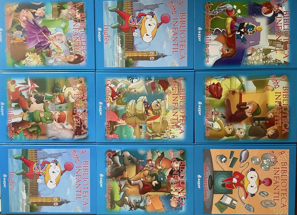 Conjunto de 9 Livros "A Minha Biblioteca Infantil" Contos Bilingues