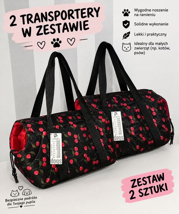 Zestaw 2 torby transportowe transportery dla zwierząt do 8 kg