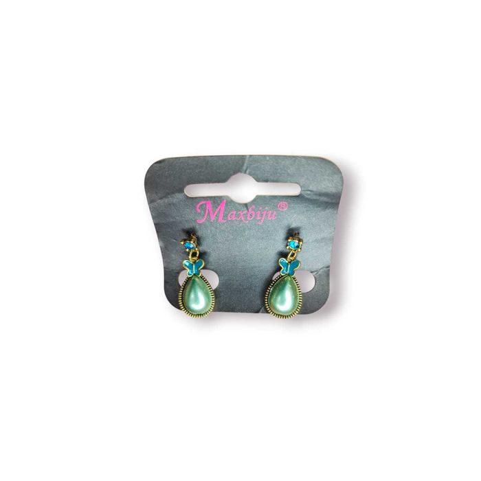 Brincos Maxbiju – Gota Azul com Borboleta | Bijuteria Elegante | Novos