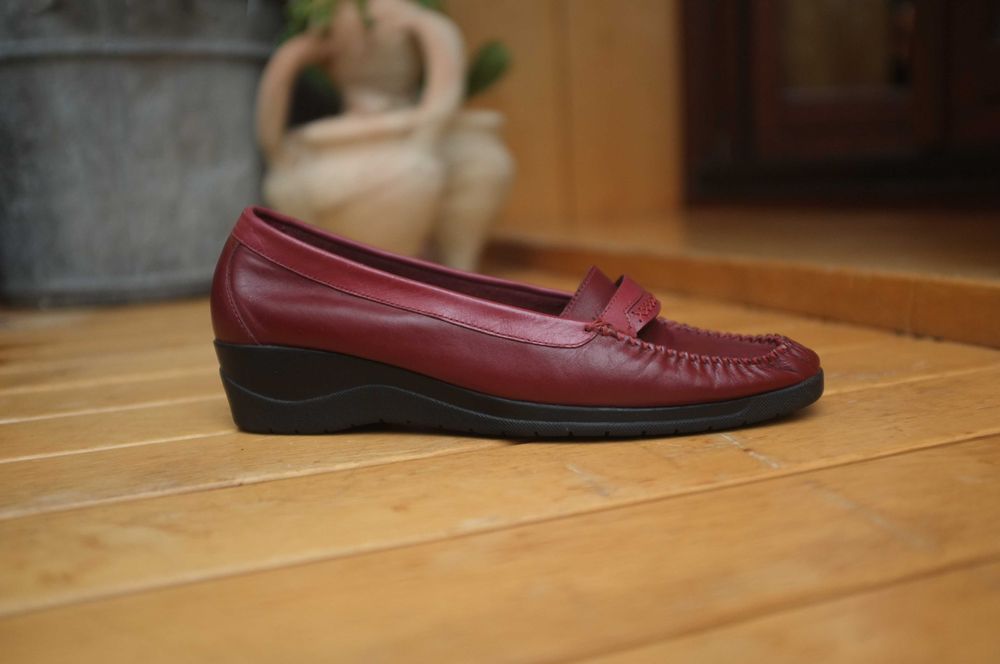 wygodne bordowe skórzane półbuty mokasyny skóra 41  Pediconfort