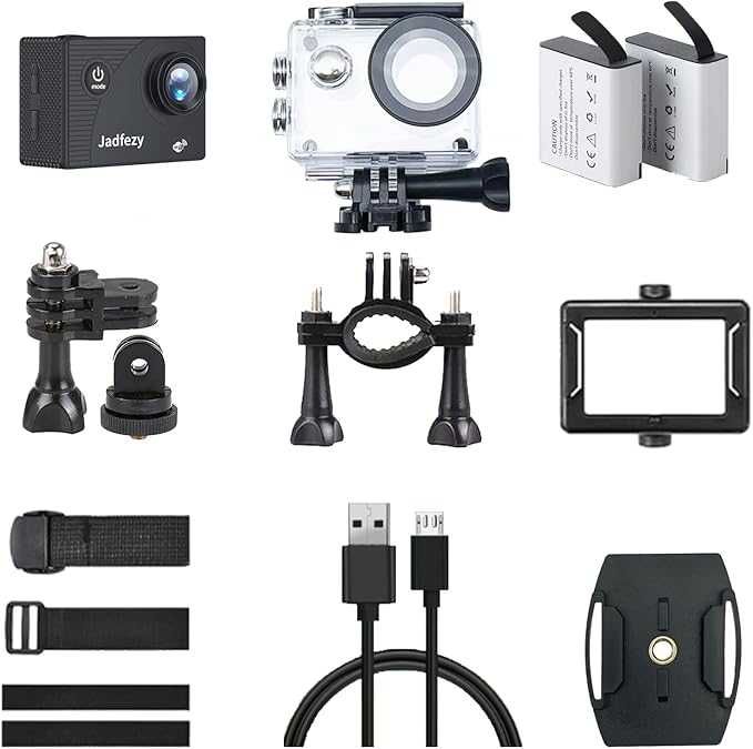 Jadfezy WiFi Action Cam HD 1080P 12MP wodoodporna zestaw akcesoriów