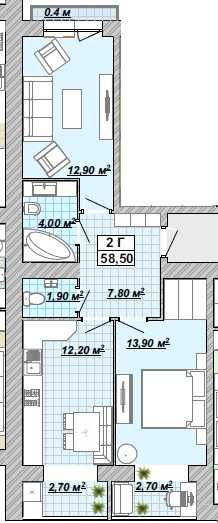 НАЙКРАЩА ЦІНА! 2-кімнатна 58,5 м² ЦЕНТР | Княгинин | $44,000
