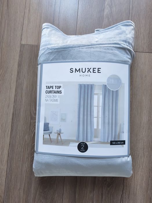 Zasłony nowe szare welwetowe 140/250