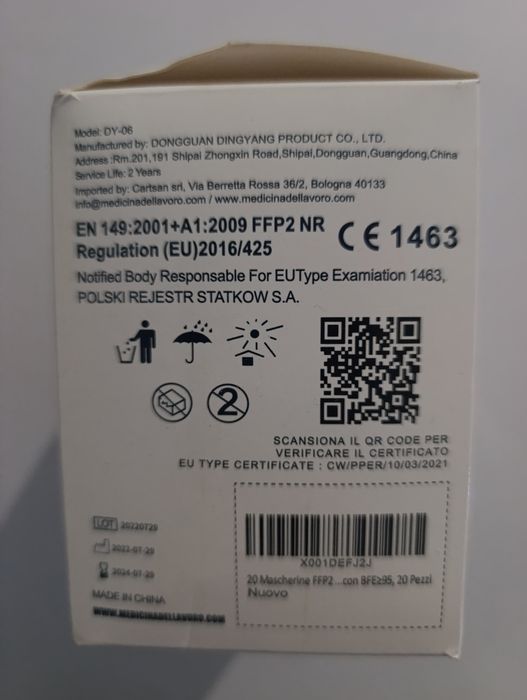 Maseczka ochronna FFP2. 5 opakowań