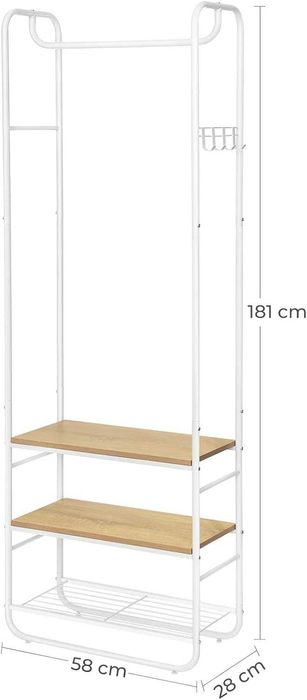 Bengaleiro, Coat Rack, and Shoe Rack for Small Spaces, White, 181x58x2864564051134849121