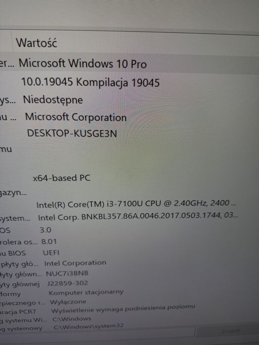 Komputer Mini PC Intel NUC NUC7i3BNK